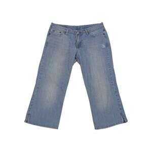 Vintage Lucky Brand Dungarees Savy Jynx Crop Denim Capri Jeans Light Wash Blue